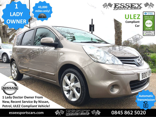2010/10 Nissan Note 1.6 16V Tekna Hatchback 5 Door Petrol Automatic **1 Doctor Owner From New, 44k Low Miles, Full Service History**