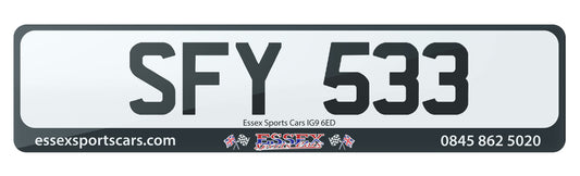 SFY 533 - Cherished Private Number Plate For Sale, Sophie See Cherished Plate, Excellent 3x3, Early Release Marque